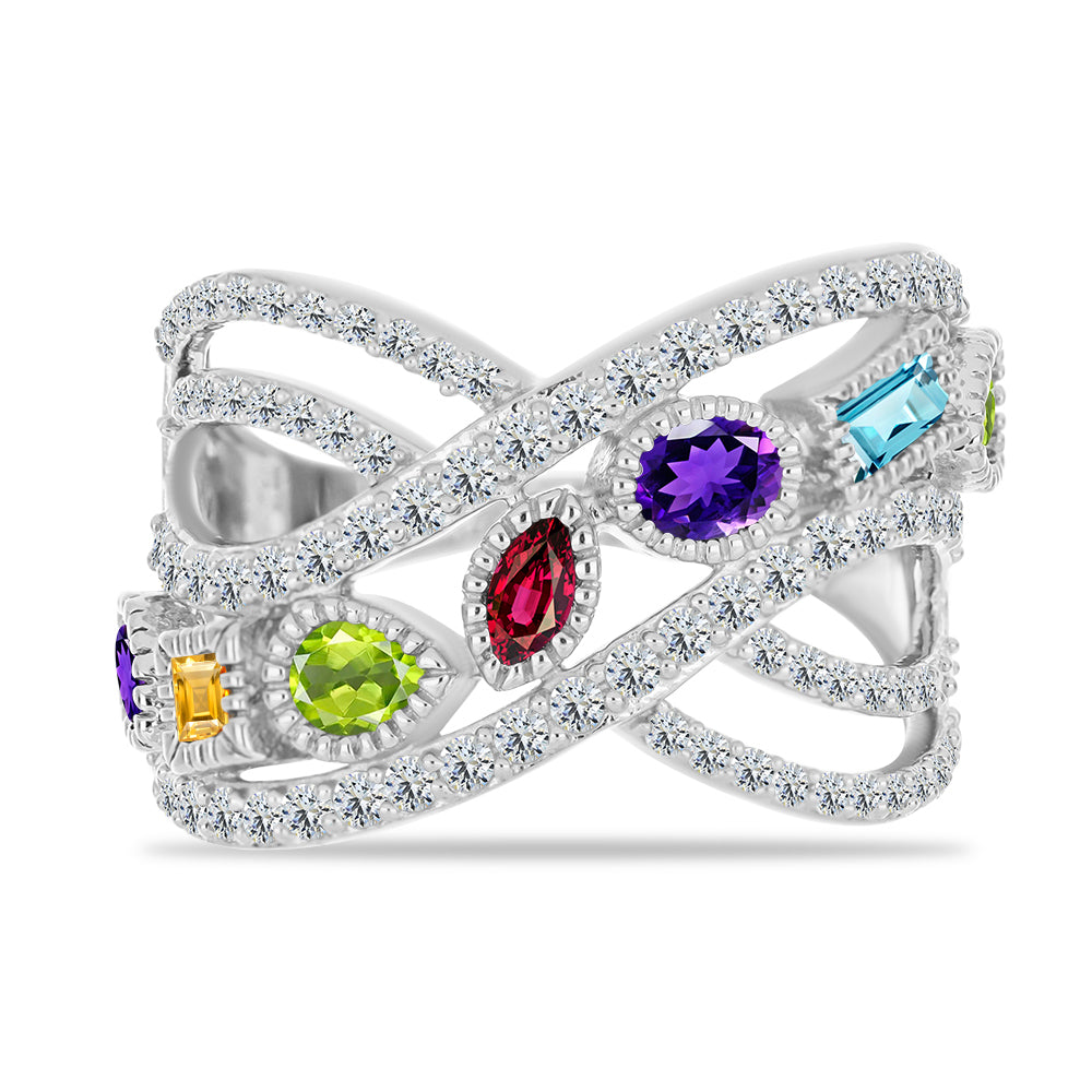 Anel de Prata com Ametista de Marrocos e Peridoto de Changbai  Contraste: Cabeca de Veado (800) 1 