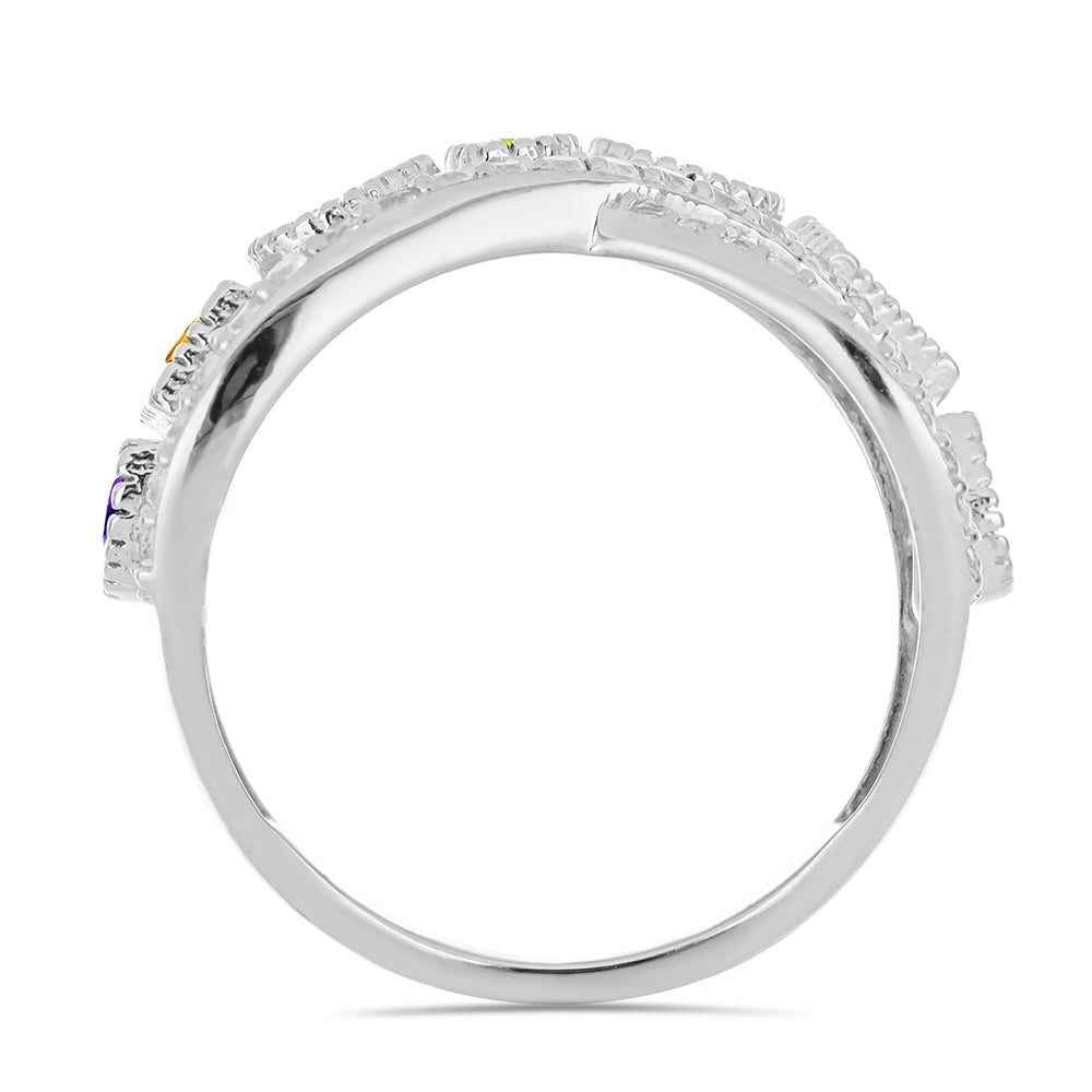 Anel de Prata com Ametista de Marrocos e Peridoto de Changbai  Contraste: Cabeca de Veado (800) 2 