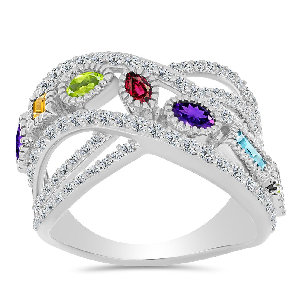 Anel de Prata com Ametista de Marrocos e Peridoto de Changbai  Contraste: Cabeca de Veado (800)