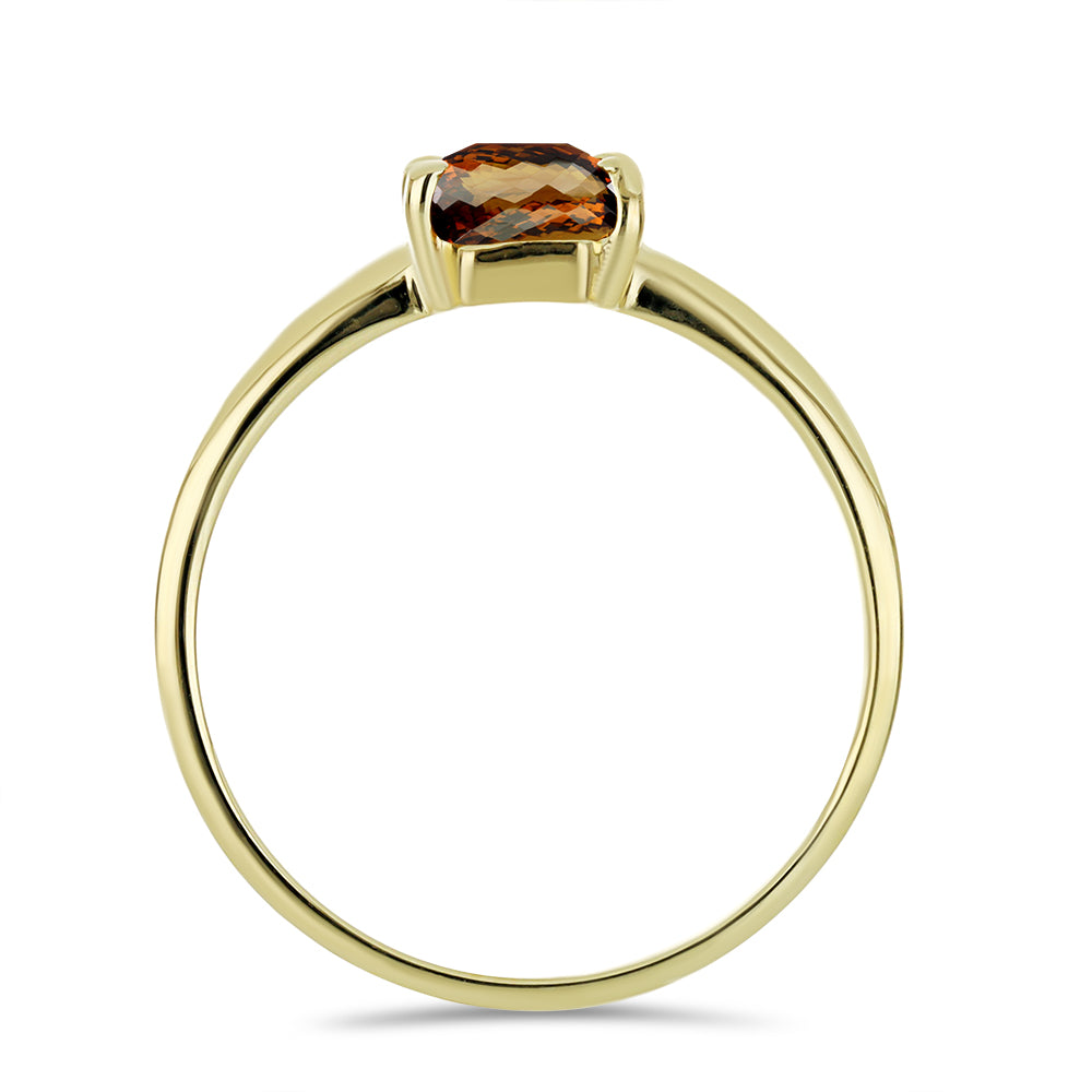 Anel de Prata com Banho de Ouro com Quartzo Cognac 2 