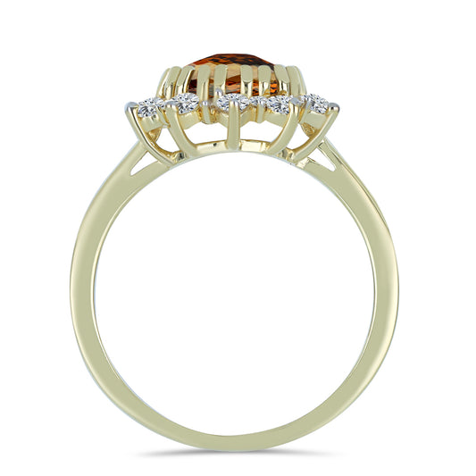 Anel de Prata com Banho de Ouro com Quartzo Cognac e Topázio Branco