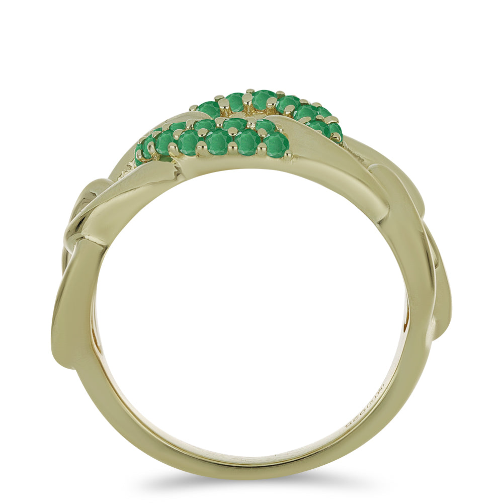 Anel de Prata com Banho de Ouro com Esmeralda do Brasil  Contraste: Cabeca de Veado (800)