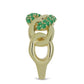 Anel de Prata com Banho de Ouro com Esmeralda do Brasil  Contraste: Cabeca de Veado (800)