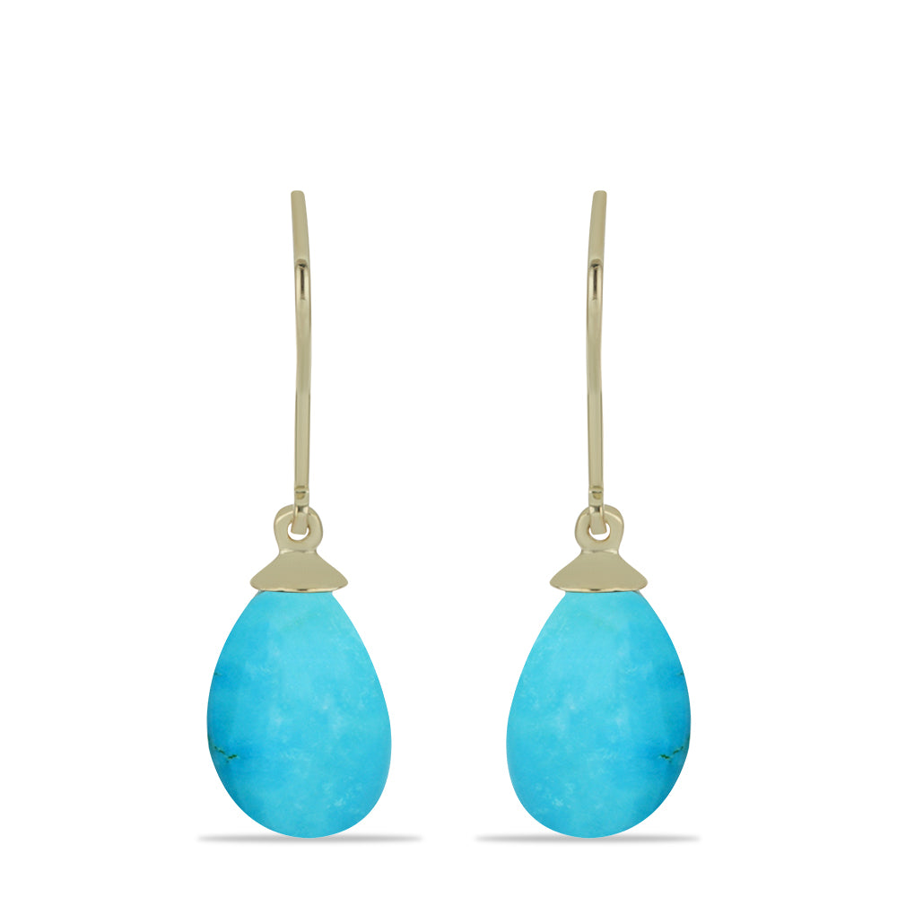 Brincos de Prata com Banho de Ouro com Turquesa Bela Adormecida