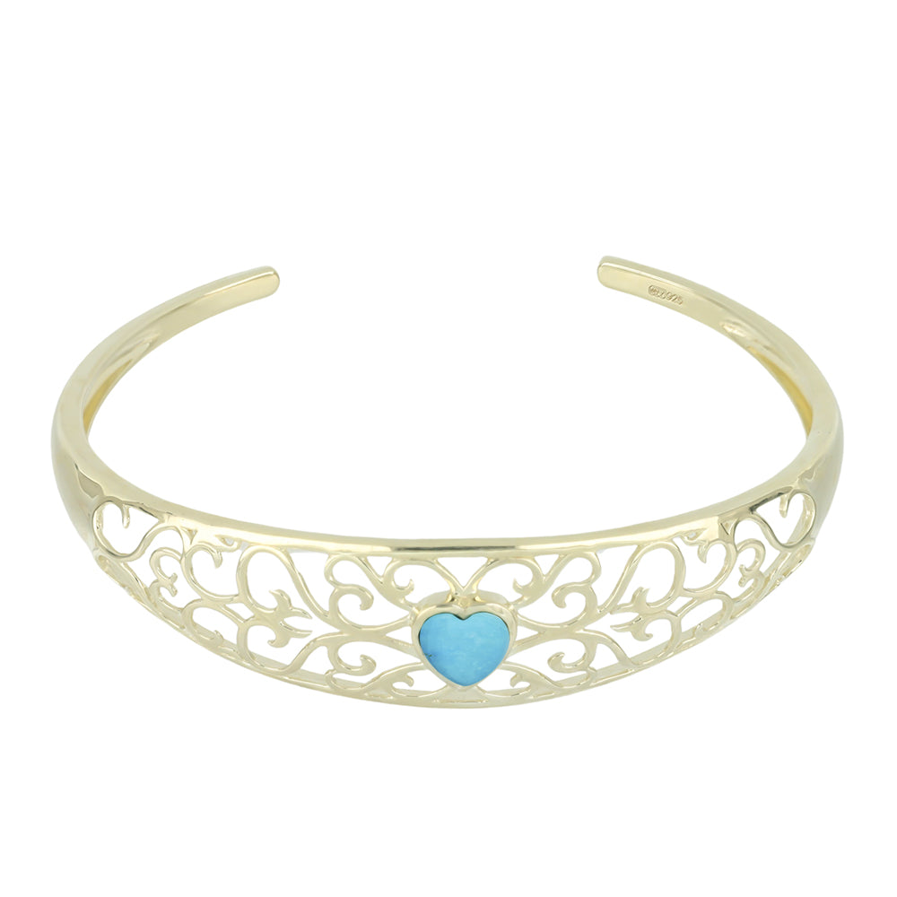 Pulseira de Prata com Banho de Ouro com Turquesa Bela Adormecida  Contraste: Cabeca de Veado (800)