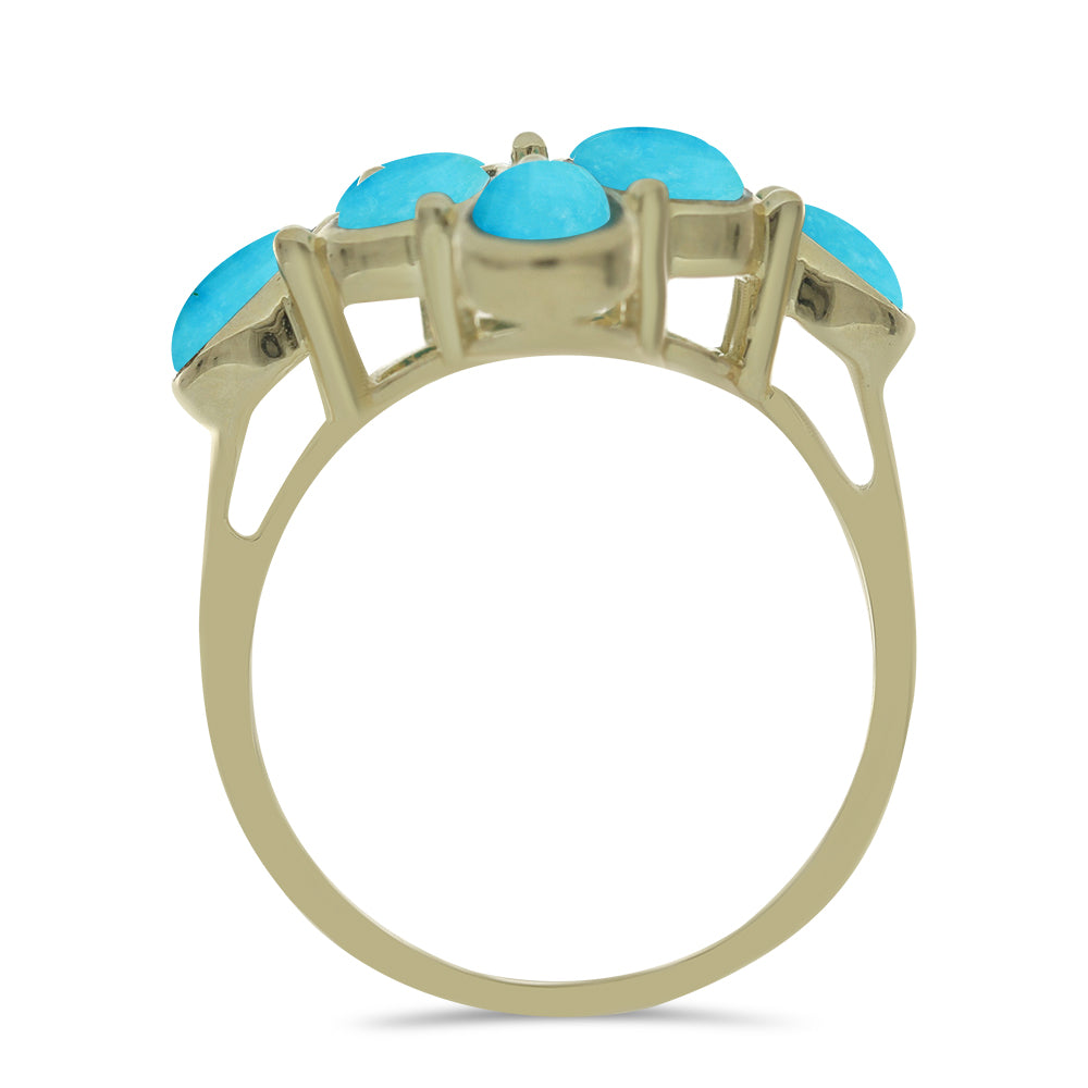 Anel de Prata com Banho de Ouro com Turquesa Bela Adormecida  Contraste: Cabeca de Veado (800) 2 