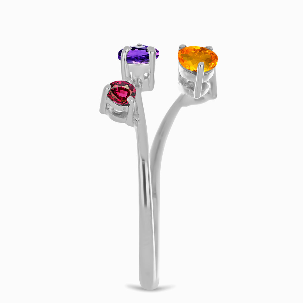 Anel de Prata com Ametista de Marrocos e Citrino Dourado do Rio Grande