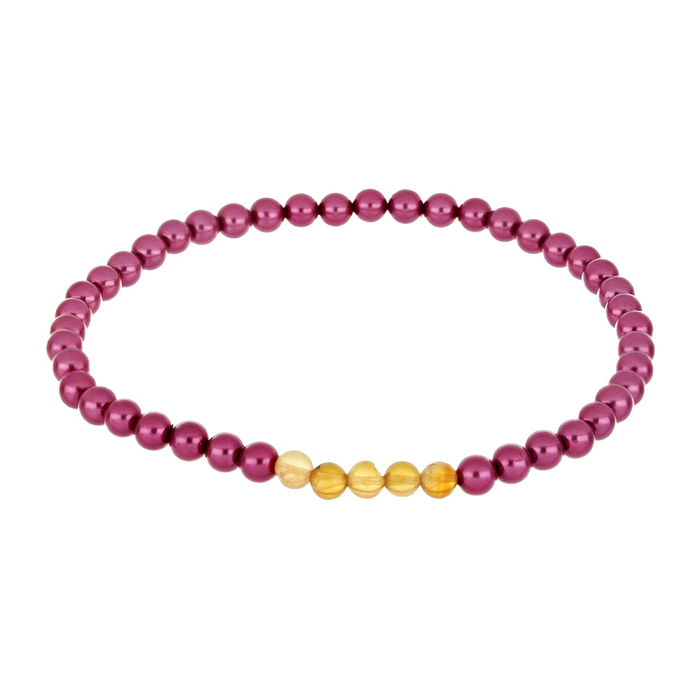 Conjunto de Prata com Banho de Ouro com Pérola de Água Doce Roxo e Citrino de Ural ( Pulseira )