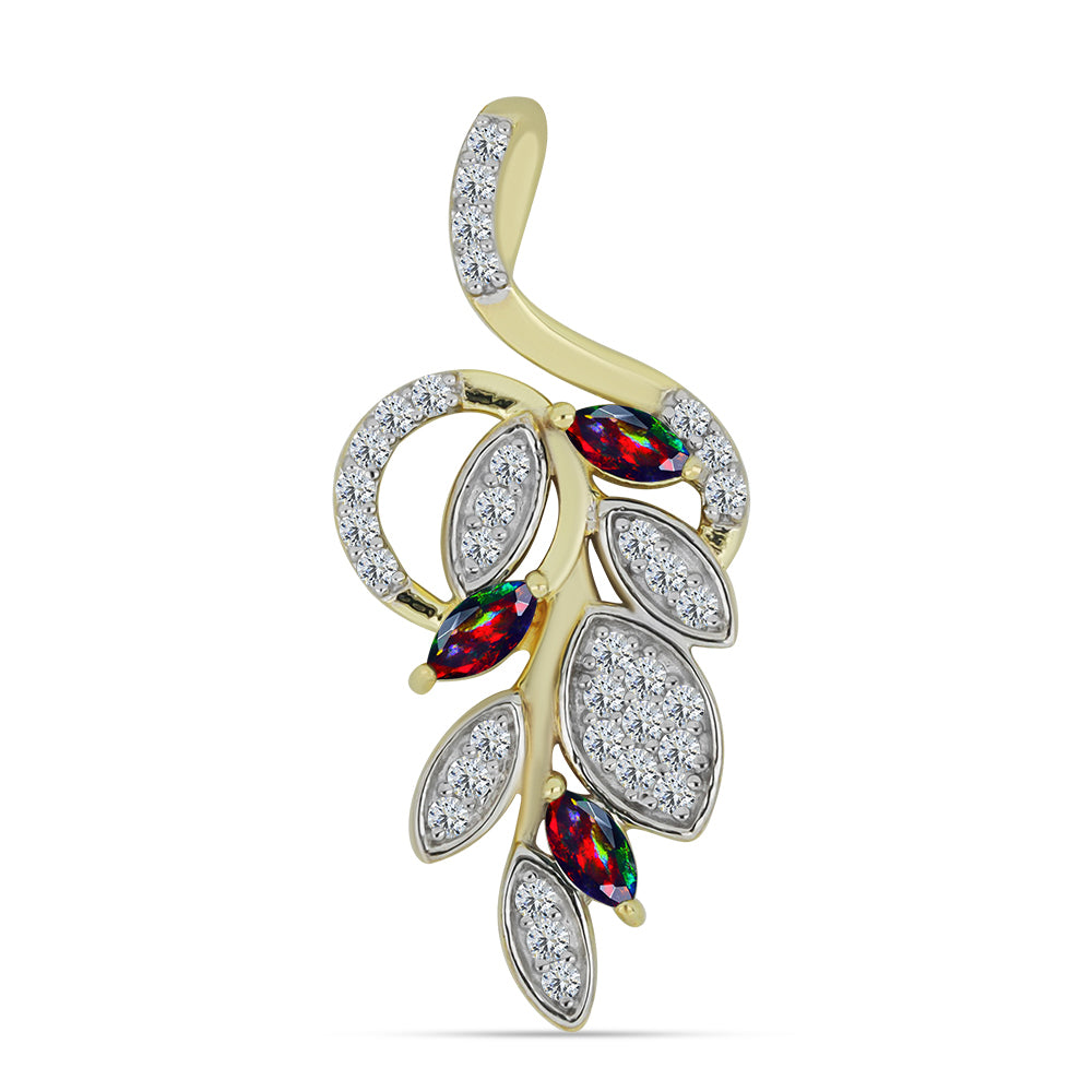 Pendente de Prata com Banho de Ouro com Opala Preta de Lega Dembi da Etiópia e Topázio Branco 1 