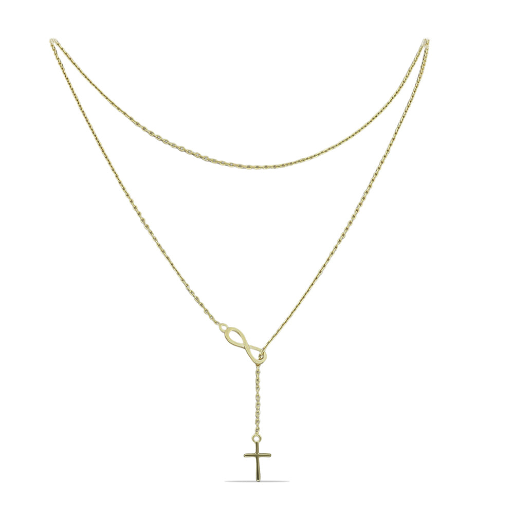 Cruz Corrente de Prata com Banho de Ouro ( Colar )  Contraste: Cabeca de Veado (800) 1 