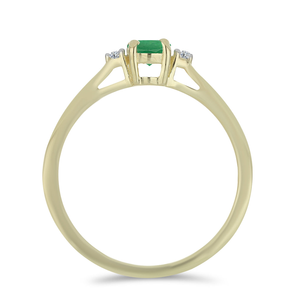 Anel de Prata com Banho de Ouro com Esmeralda do Brasil e Topázio Branco