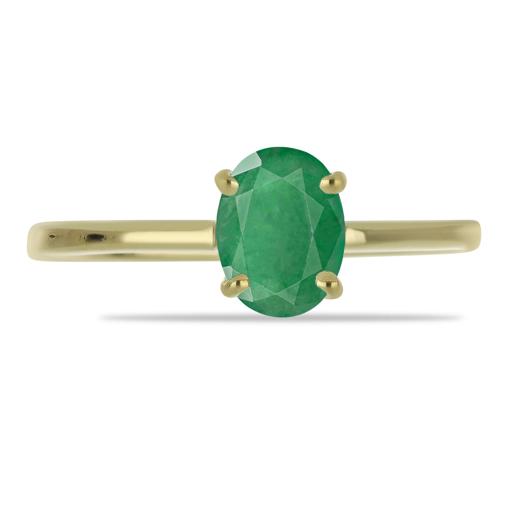 Anel de Prata com Banho de Ouro com Esmeralda do Brasil