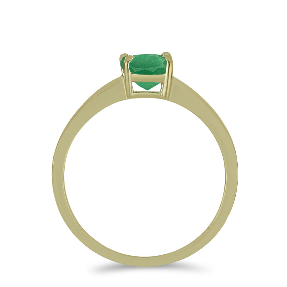 Anel de Prata com Banho de Ouro com Esmeralda do Brasil