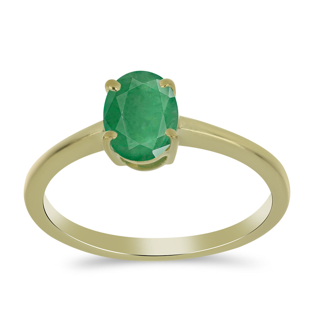 Anel de Prata com Banho de Ouro com Esmeralda do Brasil