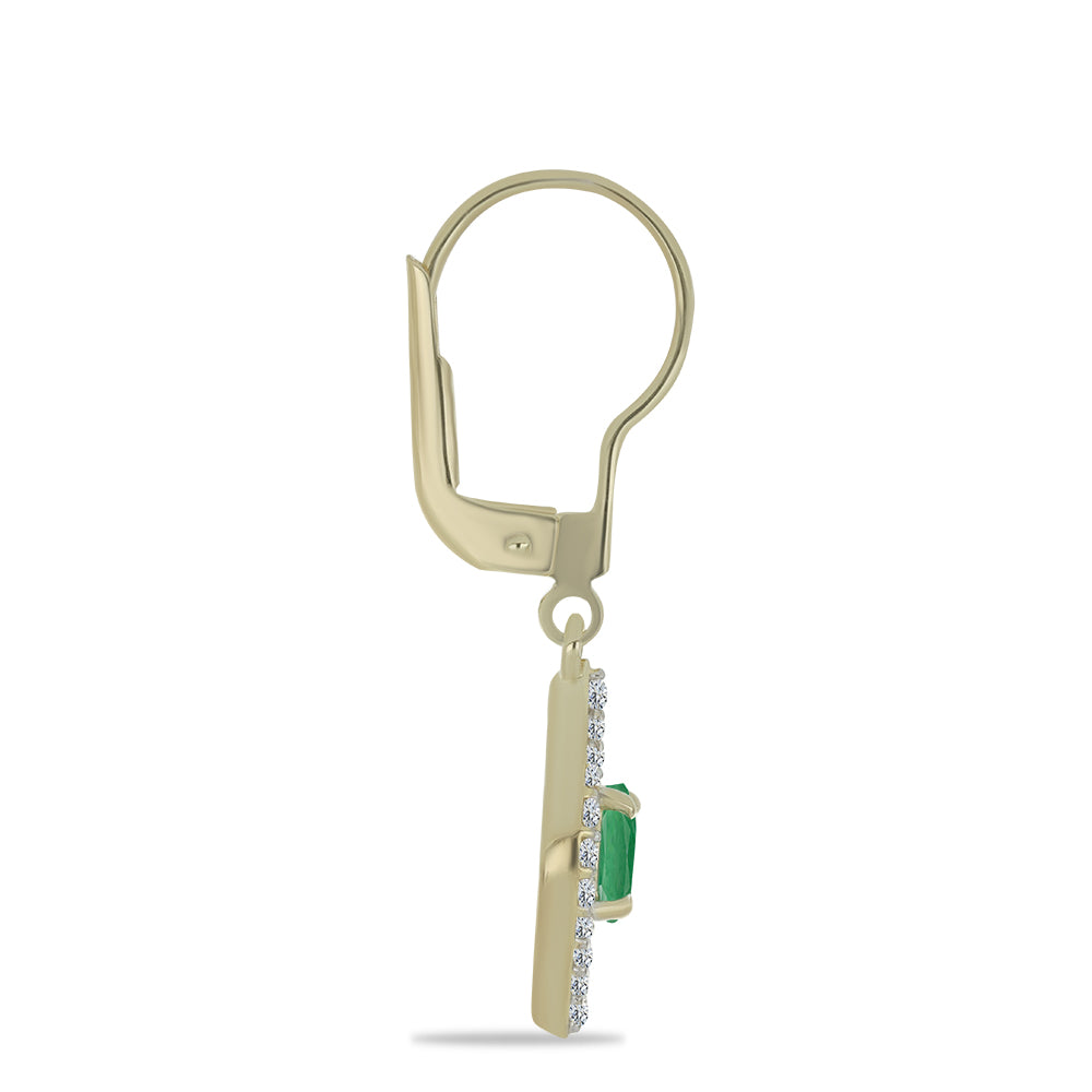 Brincos de Prata com Banho de Ouro com Esmeralda do Brasil e Topázio Branco 2 