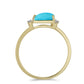 Anel de Prata com Banho de Ouro com Turquesa Bela Adormecida e Topázio Branco