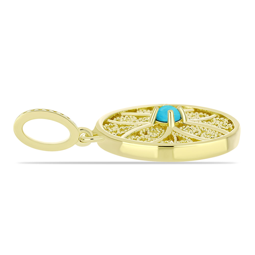 Pendente de Prata com Banho de Ouro com Turquesa Bela Adormecida