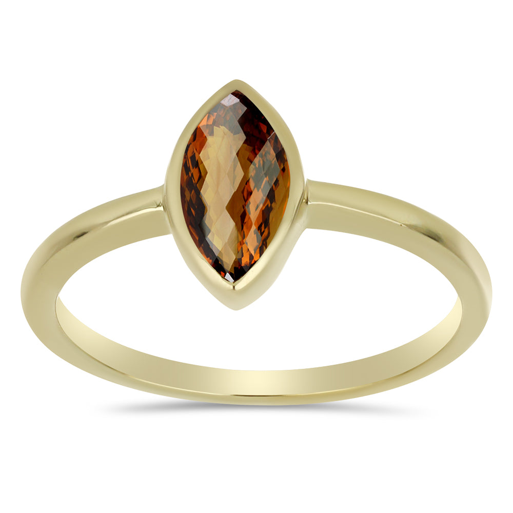 Anel de Prata com Banho de Ouro com Quartzo Cognac 3 