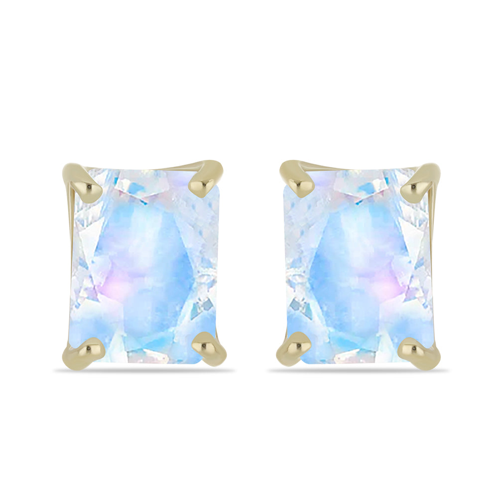 Brincos de Prata com Banho de Ouro com Pedra da Lua Arco-íris 1 