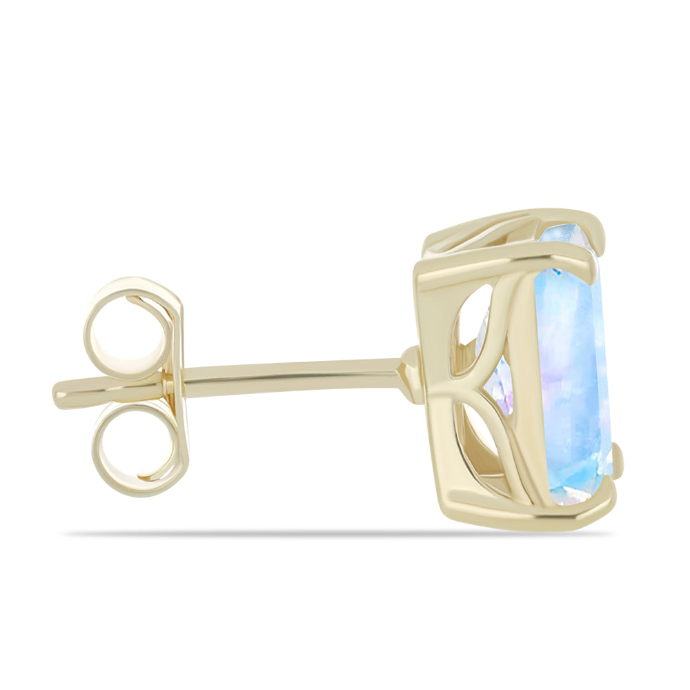 Brincos de Prata com Banho de Ouro com Pedra da Lua Arco-íris 2 