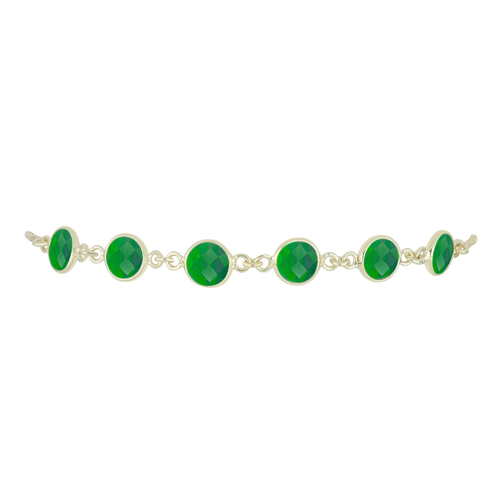 Pulseira de Prata com Banho de Ouro com Esmeralda do Brasil 2 
