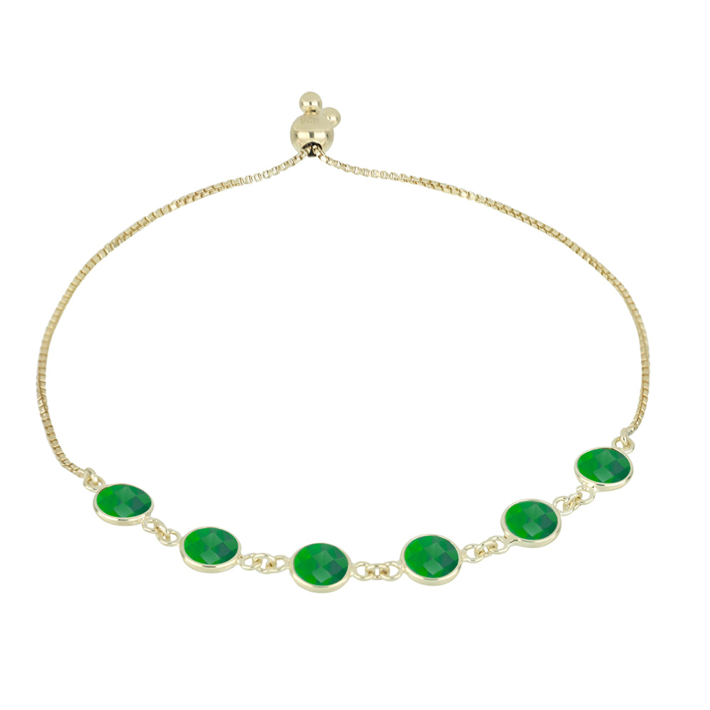 Pulseira de Prata com Banho de Ouro com Esmeralda do Brasil