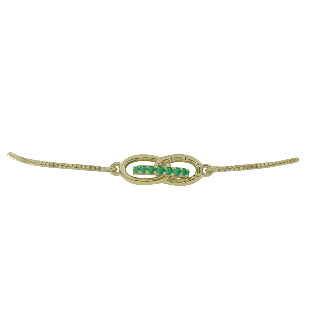 Pulseira de Prata com Banho de Ouro com Esmeralda do Brasil  Contraste: Cabeca de Veado (800)