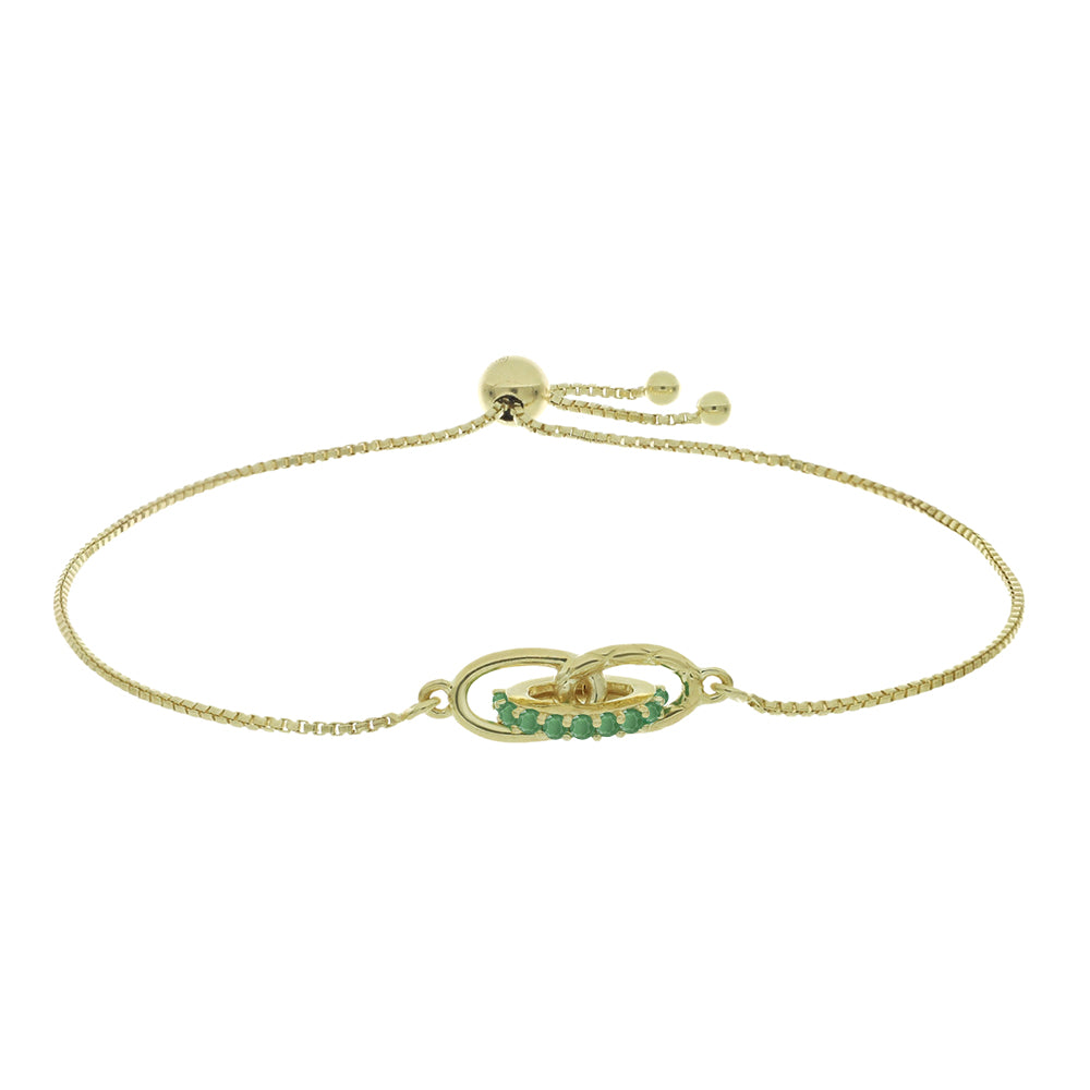 Pulseira de Prata com Banho de Ouro com Esmeralda do Brasil  Contraste: Cabeca de Veado (800)