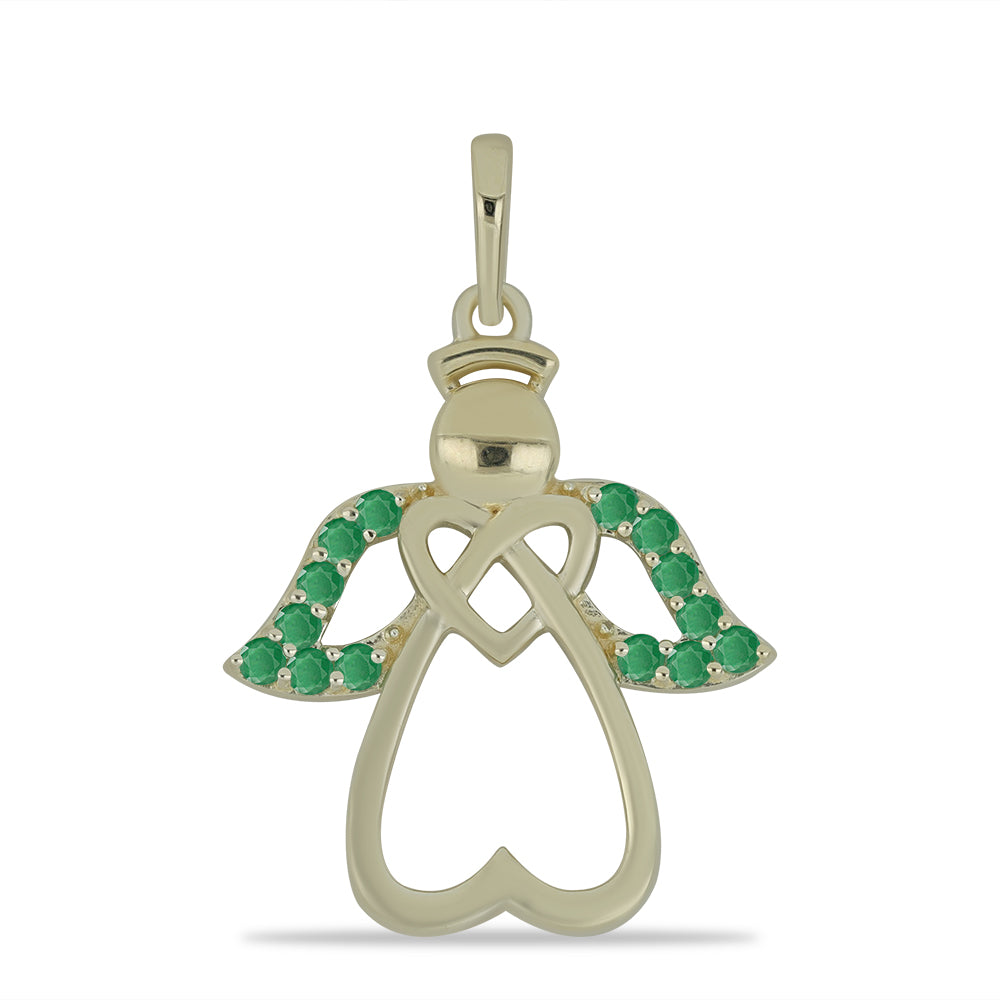 Pendente de Prata com Banho de Ouro com Esmeralda do Brasil 1 
