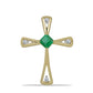 Cruz Pendente de Prata com Banho de Ouro com Esmeralda do Brasil e Topázio Branco