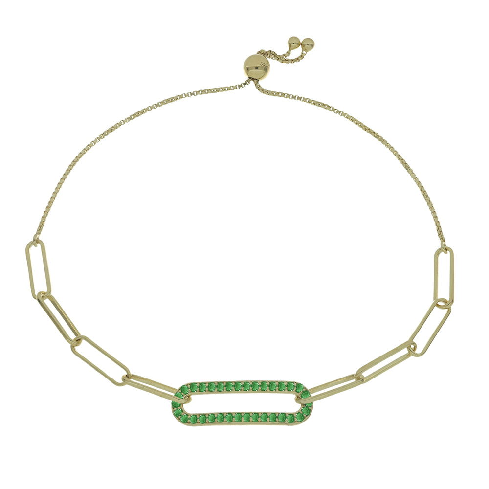 Pulseira de Prata com Banho de Ouro com Esmeralda do Brasil  Contraste: Cabeca de Veado (800)