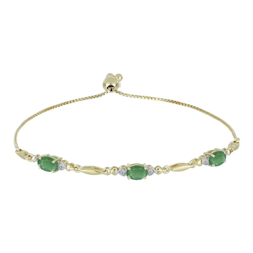 Pulseira de Prata com Banho de Ouro com Esmeralda do Brasil e Topázio Branco  Contraste: Cabeca de Veado (800)