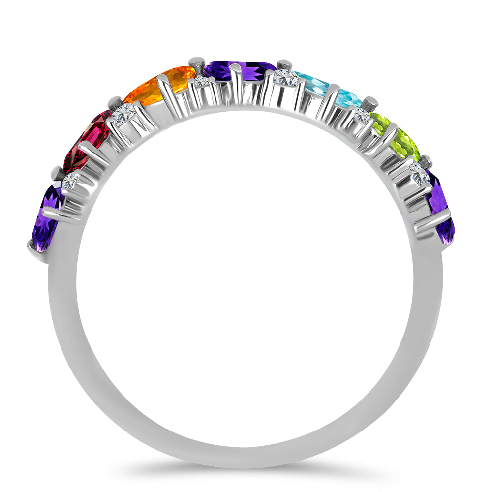 Anel de Prata com Ametista de Marrocos e Peridoto de Changbai 3 