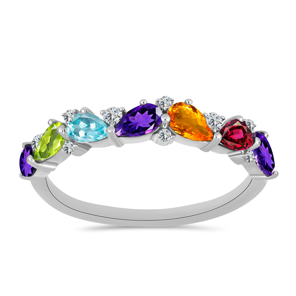 Anel de Prata com Ametista de Marrocos e Peridoto de Changbai 1 