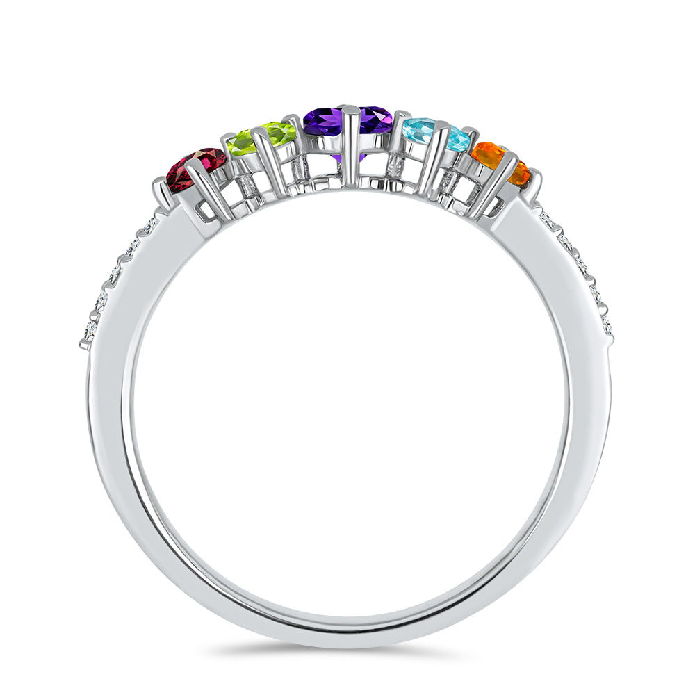 Anel de Prata com Ametista de Marrocos e Peridoto de Changbai