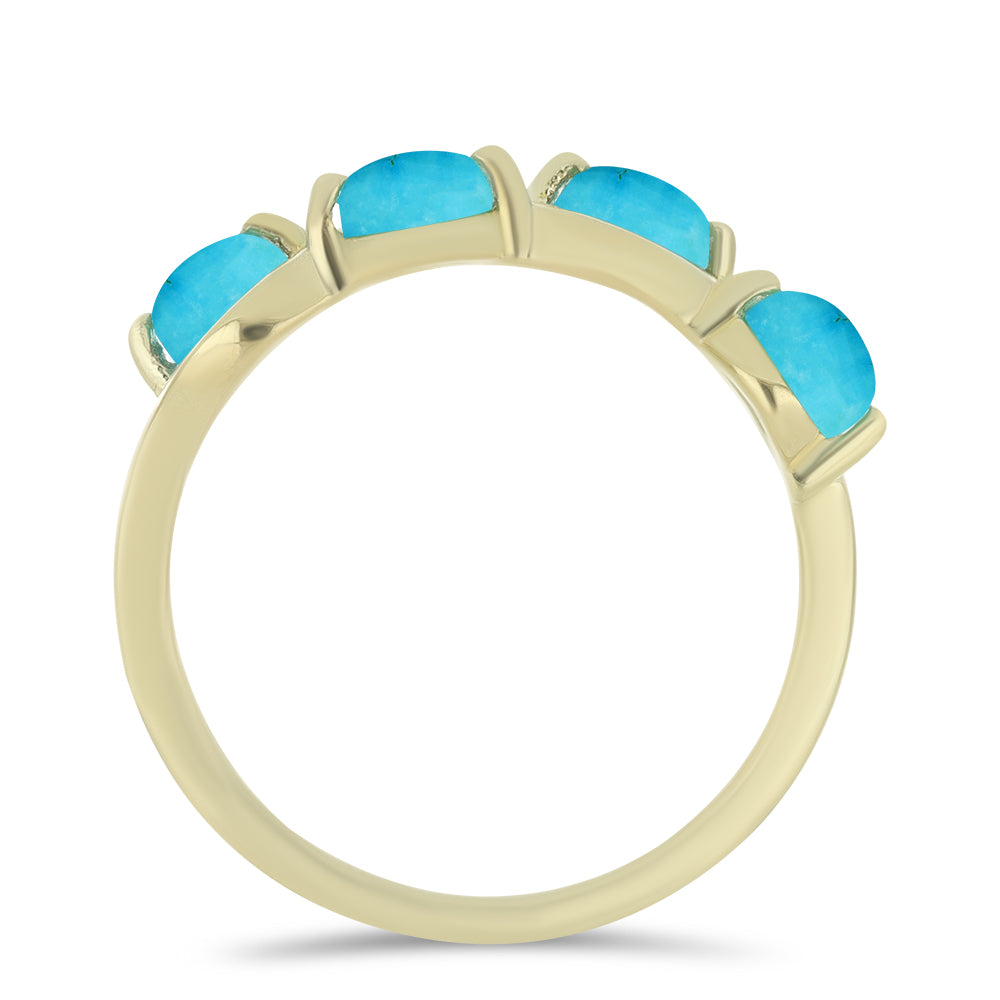 Anel de Prata com Banho de Ouro com Turquesa Bela Adormecida