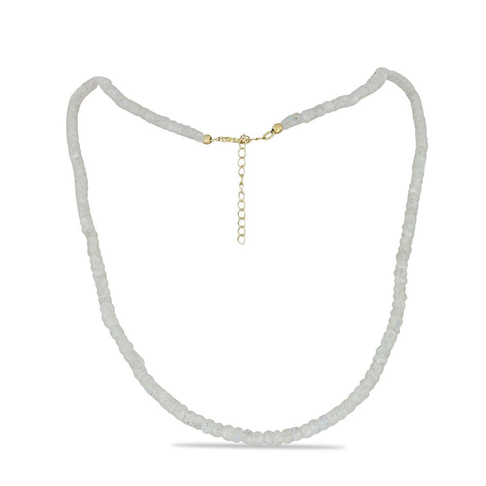 Colar de Prata com Banho de Ouro com Pedra da Lua Arco-íris 1 