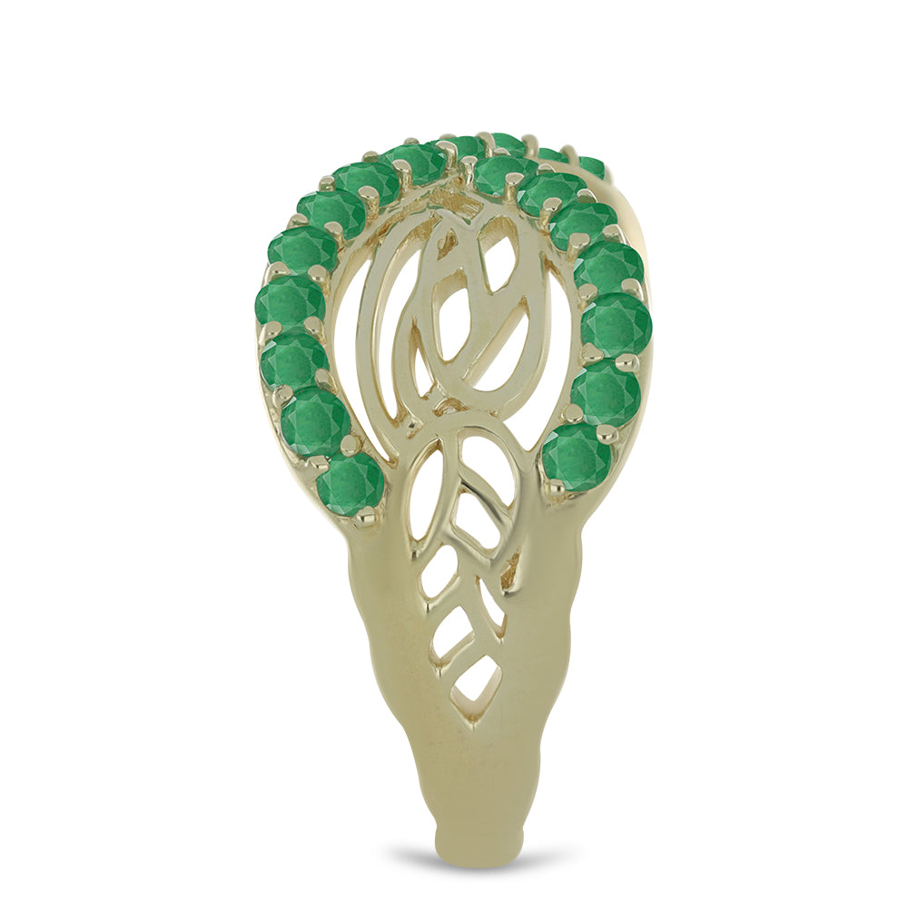 Anel de Prata com Banho de Ouro com Esmeralda do Brasil  Contraste: Cabeca de Veado (800) 4 