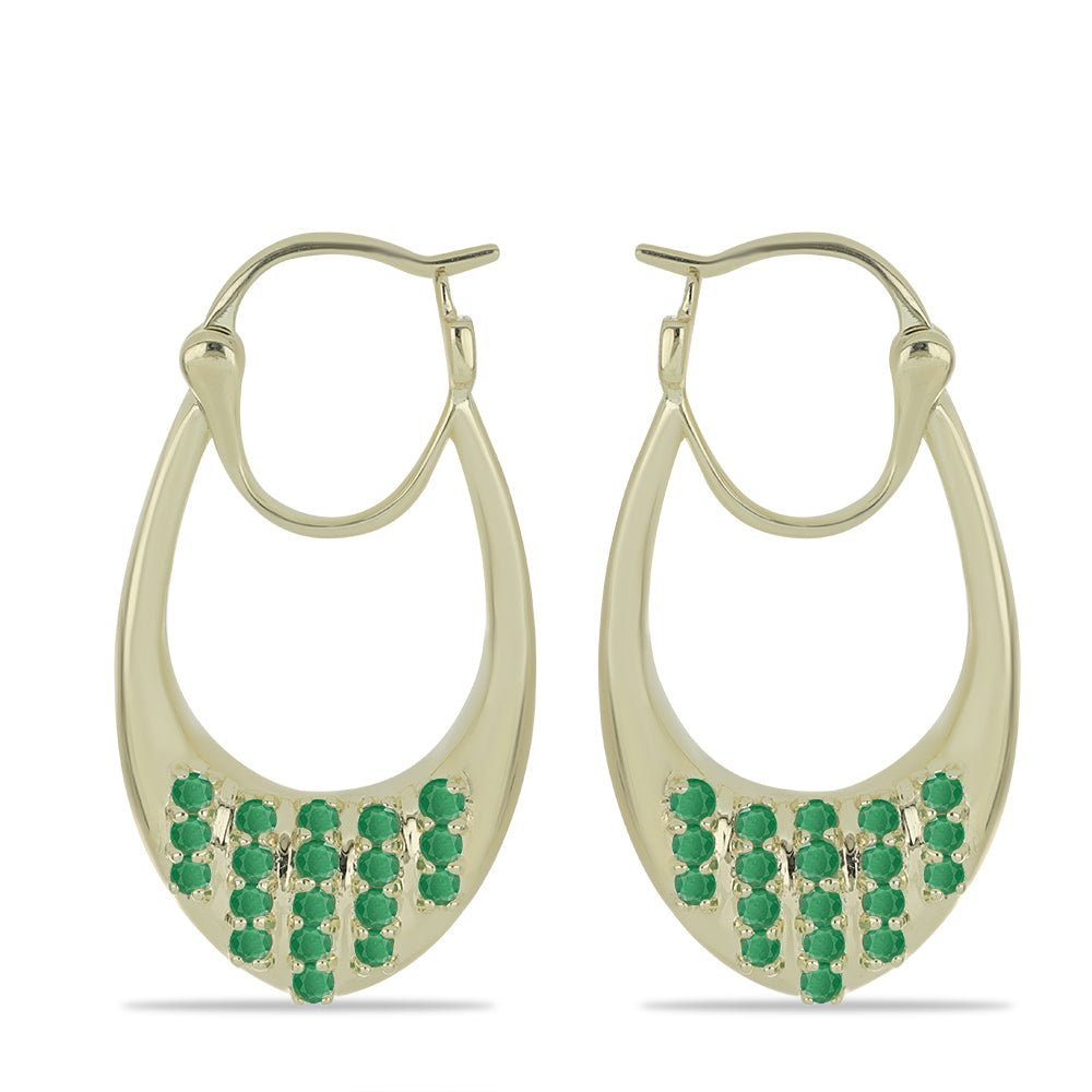 Brincos de Prata com Banho de Ouro com Esmeralda do Brasil 1 