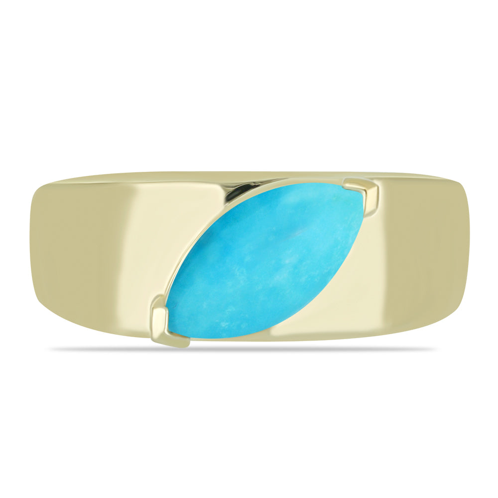 Anel de Prata com Banho de Ouro com Turquesa Bela Adormecida  Contraste: Cabeca de Veado (800)