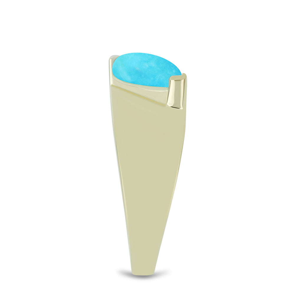 Anel de Prata com Banho de Ouro com Turquesa Bela Adormecida  Contraste: Cabeca de Veado (800) 4 