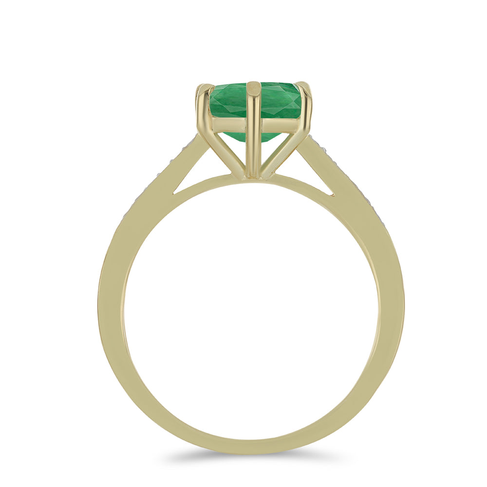 Anel de Prata com Banho de Ouro com Esmeralda do Brasil e Topázio Branco