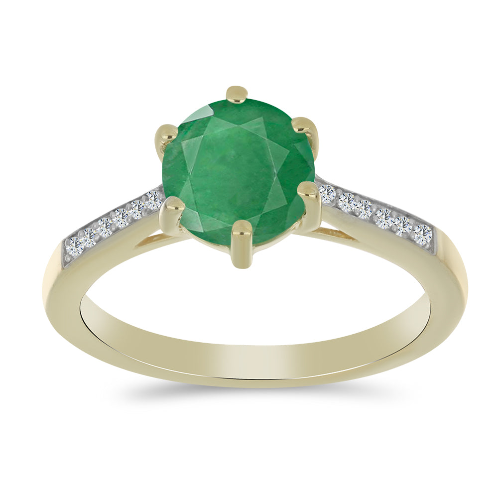 Anel de Prata com Banho de Ouro com Esmeralda do Brasil e Topázio Branco 3 