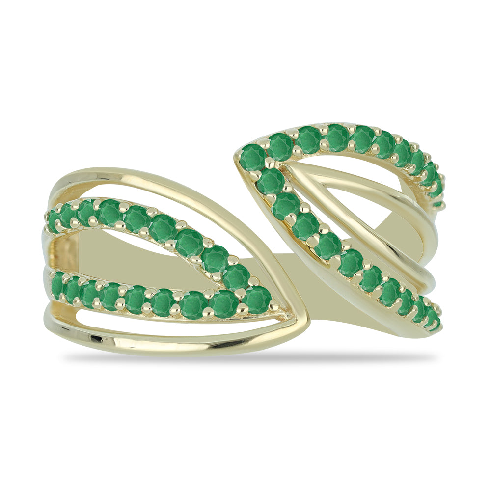 Anel de Prata com Banho de Ouro com Esmeralda do Brasil  Contraste: Cabeca de Veado (800) 1 