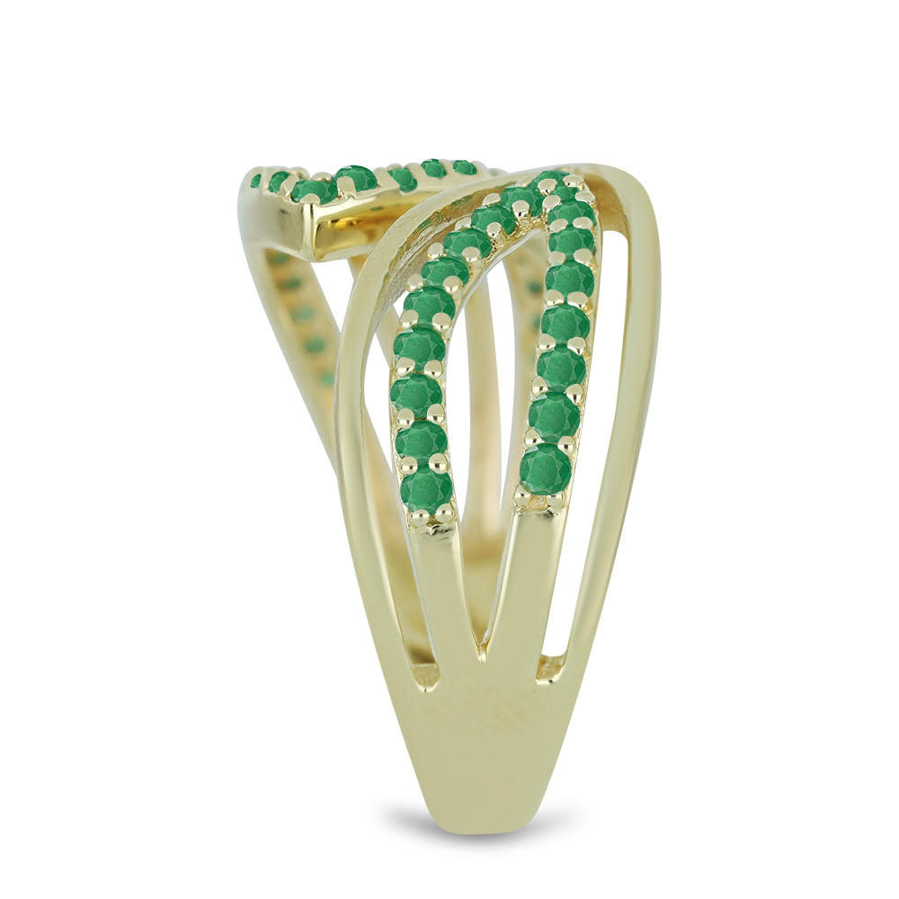 Anel de Prata com Banho de Ouro com Esmeralda do Brasil  Contraste: Cabeca de Veado (800) 4 