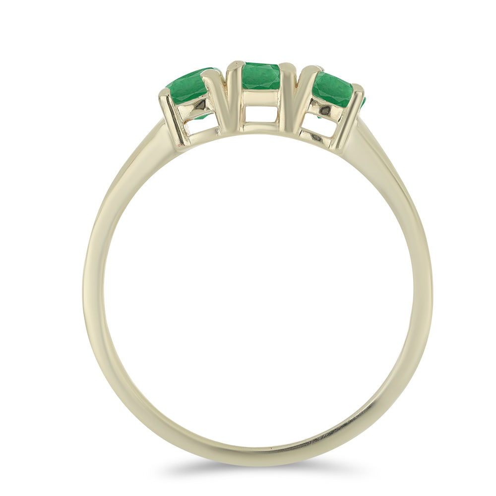 Anel de Prata com Banho de Ouro com Esmeralda do Brasil 2 