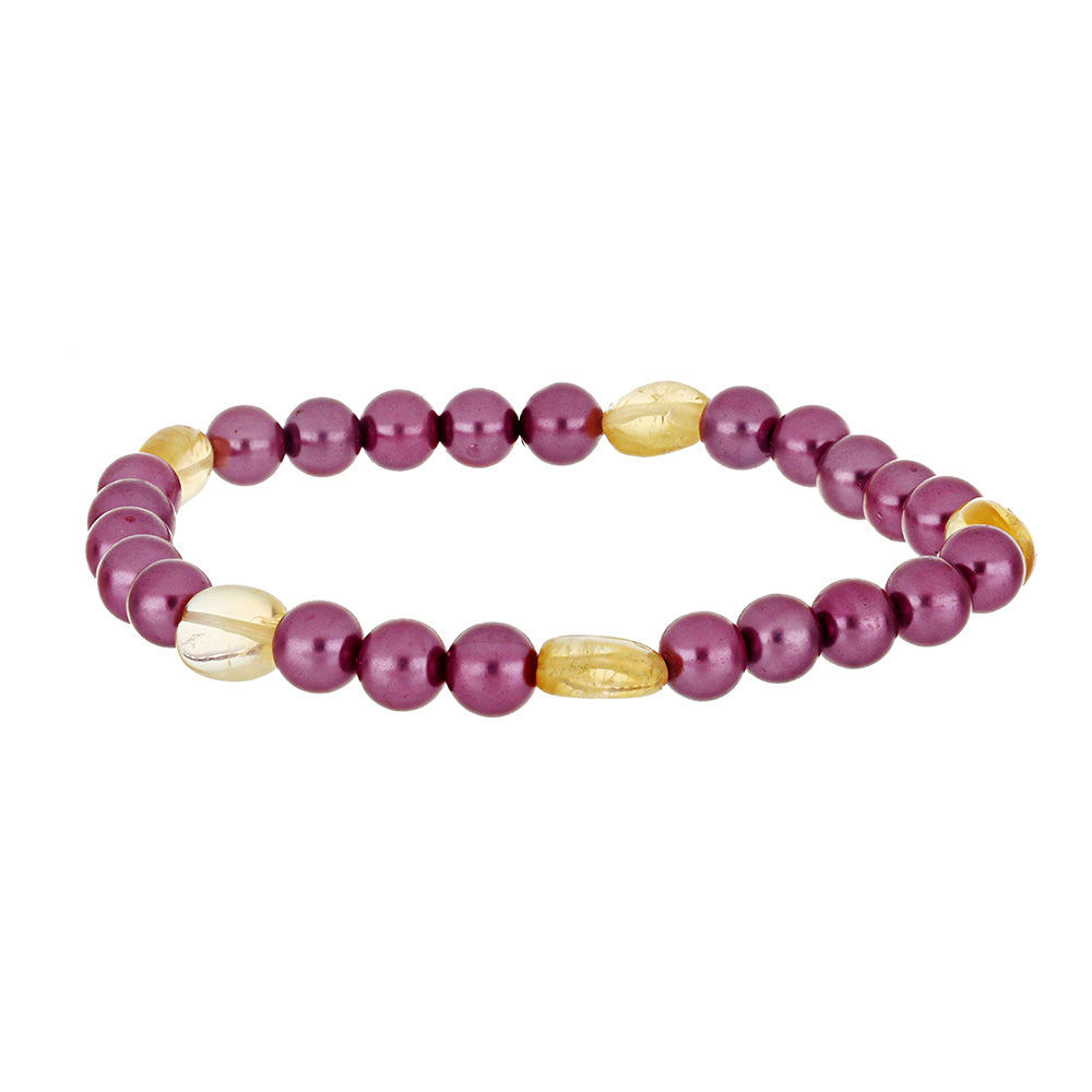 Pulseira com Pérola de Água Doce Roxo e Citrino de Ural