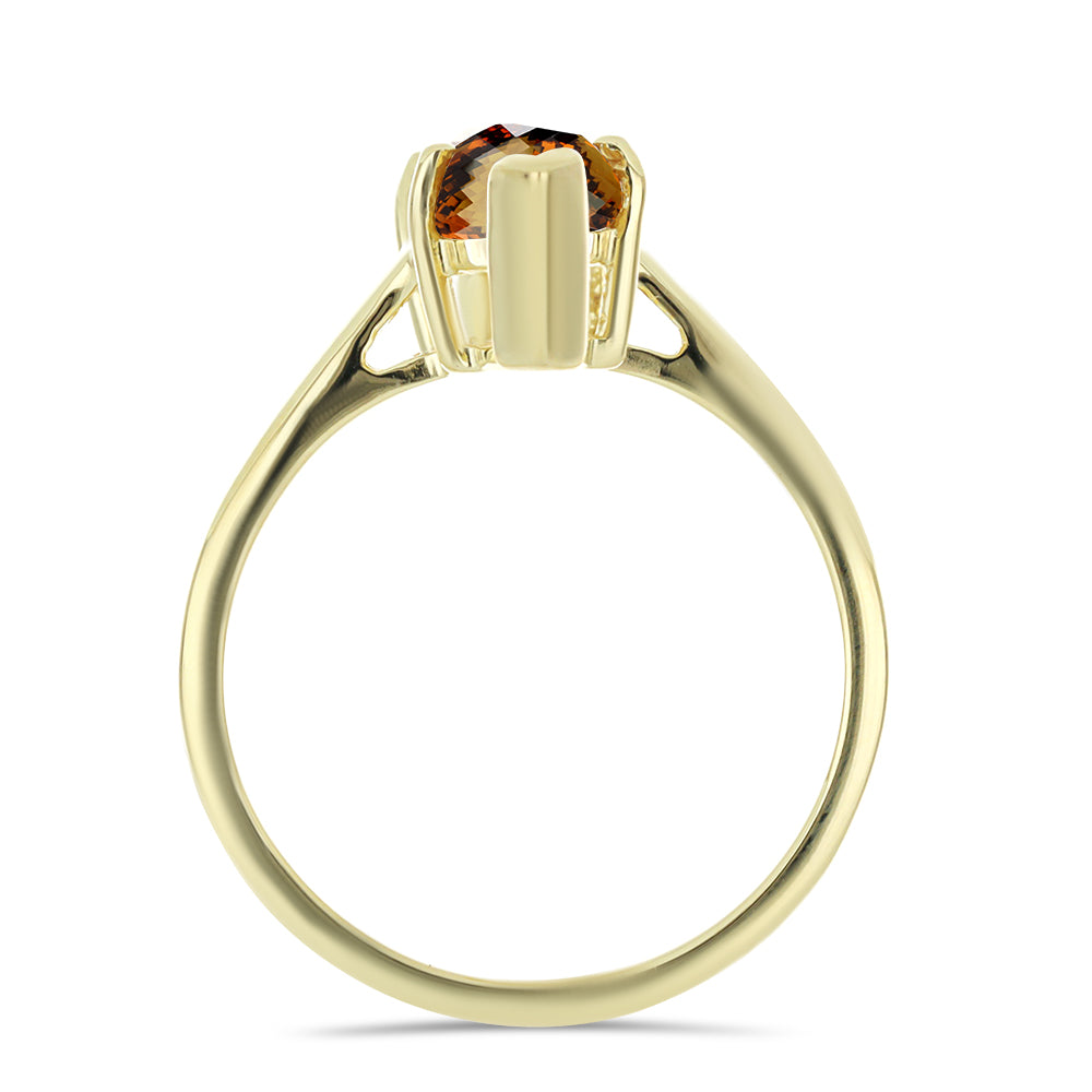 Anel de Prata com Banho de Ouro com Quartzo Cognac  Contraste: Cabeca de Veado (800) 2 