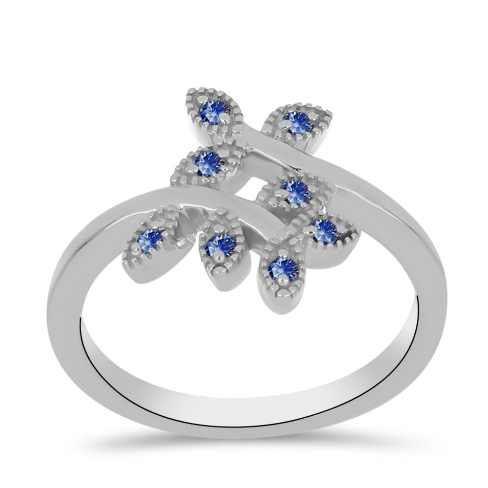 Anel de Prata com Moissanite Azul Real certificado e cultivado em laboratório
