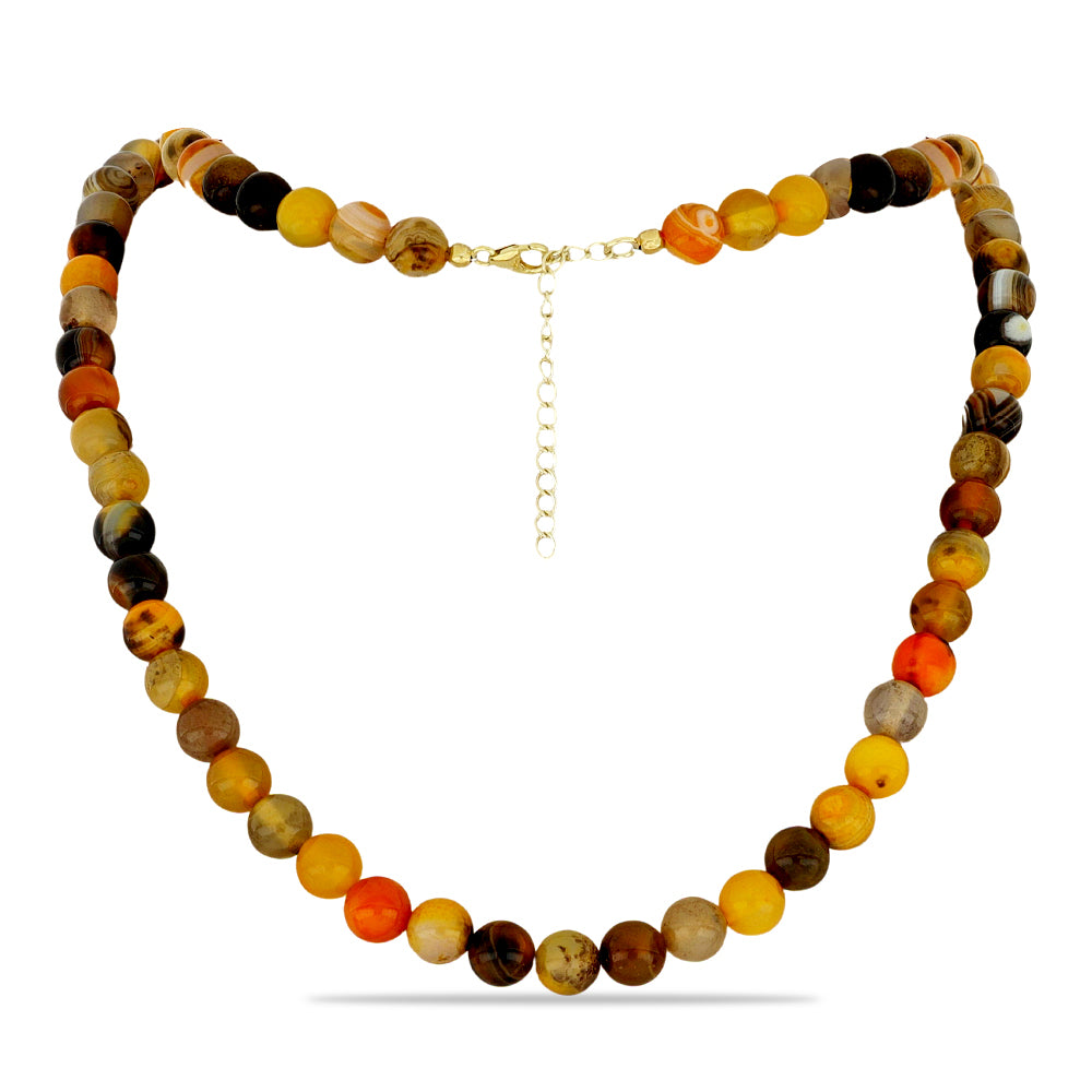 Colar de Prata com Banho de Ouro com Jaspe Bumble Bee